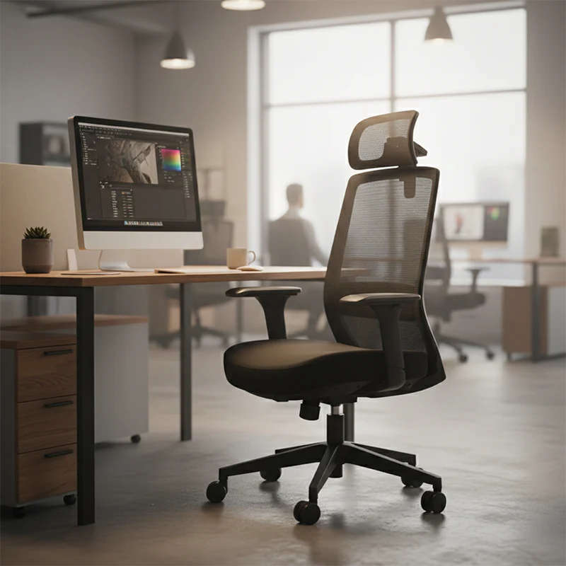Modern Minimalist Ergonomic Desk Chair - High-Back Mesh Gaming Chair: Adjustable Headrest And Armrest For Home Office