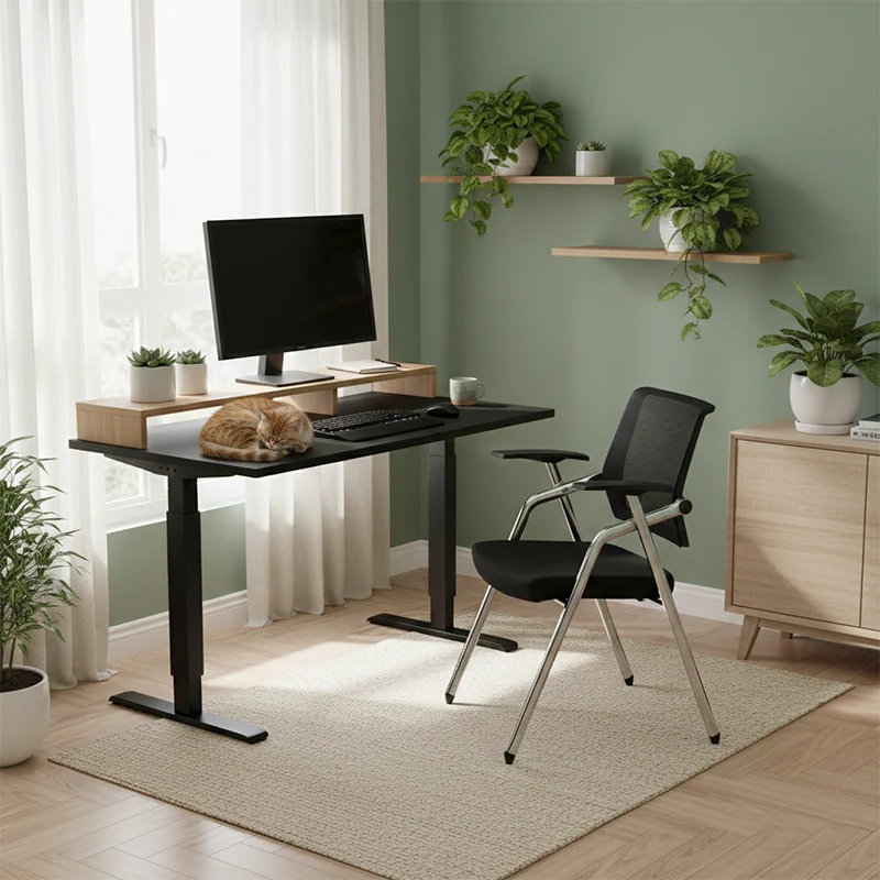 Modern Breathable High-Resilience Foam Mesh Desk Chair - Rectangular Adjustable Armrest Foldable Office Chair For Home Office
